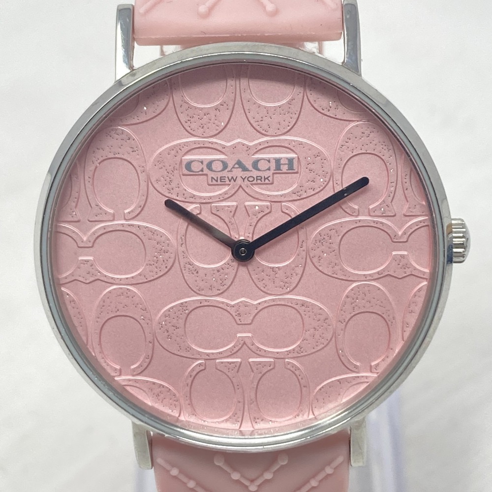 Coach Womens Watch 36mm Pink Silver Tone Logo Dial WR Round New Battery 8" - Picture 2 of 15